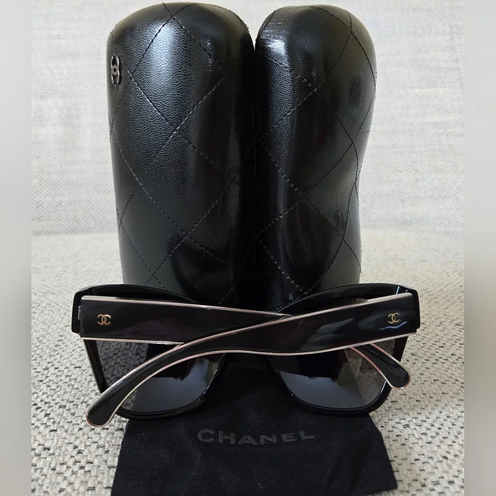 CHANEL CH5271 Women's Black and Chrome Cat Eye Sunglasses Size:OS Made In Italy - Picture 8 of 16
